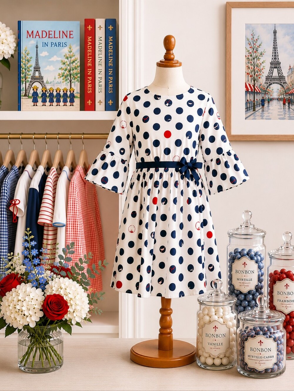 Lili Gaufrette Paris Polka Dot Dress | Size 12 Years | EUC